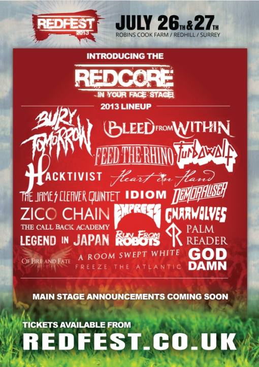 Bury Tomorrow, Bleed From Within, Turbowolf, Gnarwolves and More Announced for Redfest 2013 2013 Post