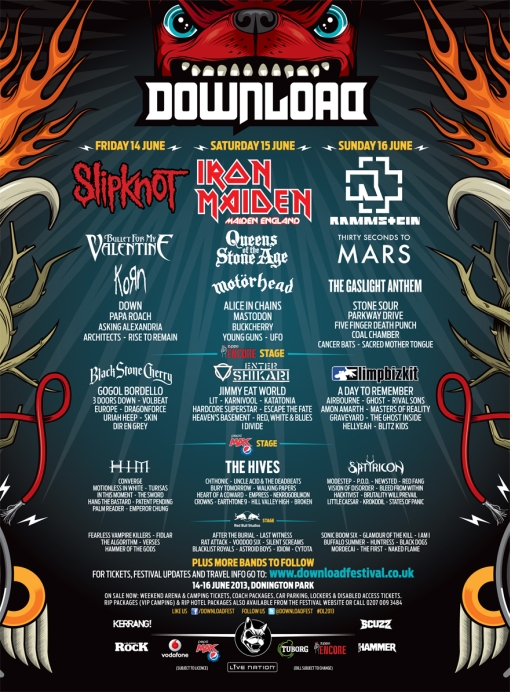 Download Festival Add 17 New Bands and Announce Day Ticket Details 2013 Post