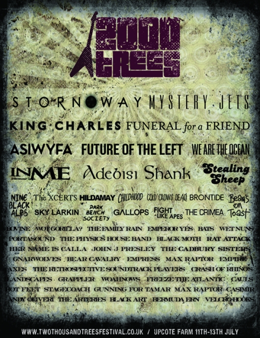 Mystery Jets, Stagecoach, Gunning For Tamar and More Added to 2000Trees Festival 2000trees Festival Post