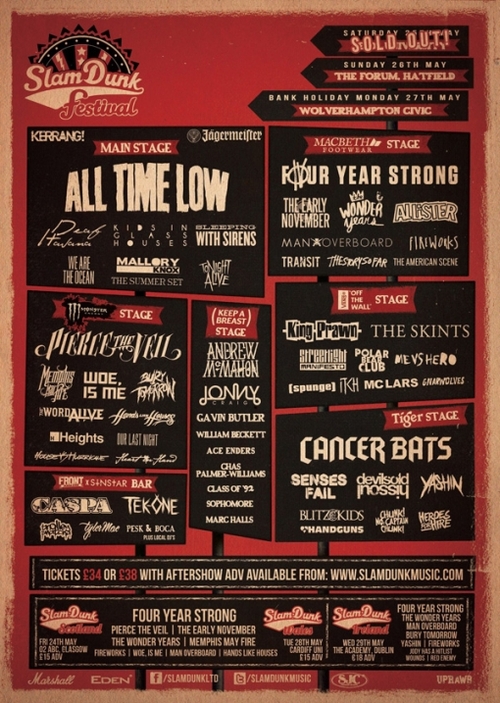 Slam Dunk Festival Stage Splits Announced 2 Slam Dunk Festival Stage Splits Announced All Time Low Post
