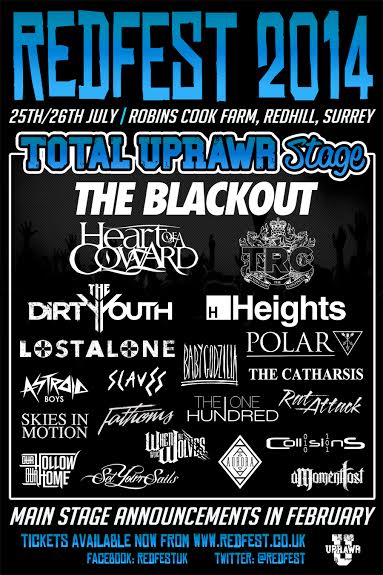 The Blackout, TRC, Heart Of A Coward and More Announced for Redfest: Total Uprawr Stage 2014 Post