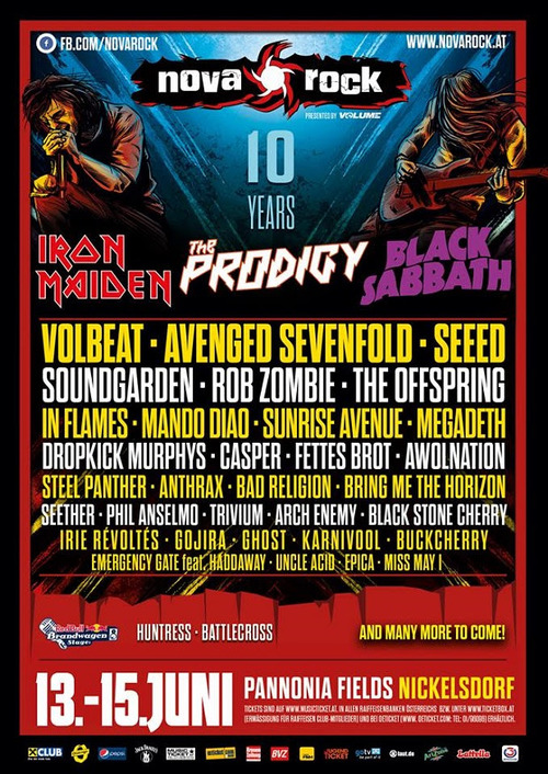 Iron Maiden, Black Sabbath, The Prodigy and More Announced for Austria's Nova Rock Festival Avenged Sevenfold Post