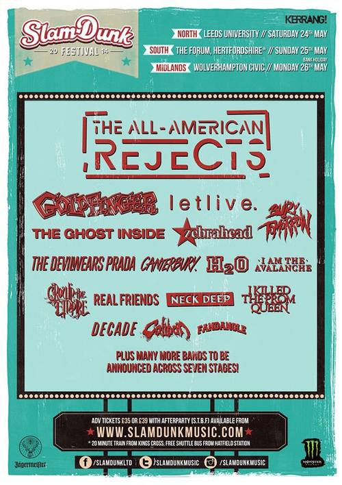 The All-American Rejects, Letlive, The Devil Wears Prada and More Announced for Slam Dunk Festival 2014 2014 Post
