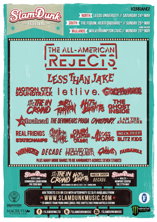 Slam Dunk Festival Adds 9 New Bands; Wales and Scotland Shows Announced 2014 Post