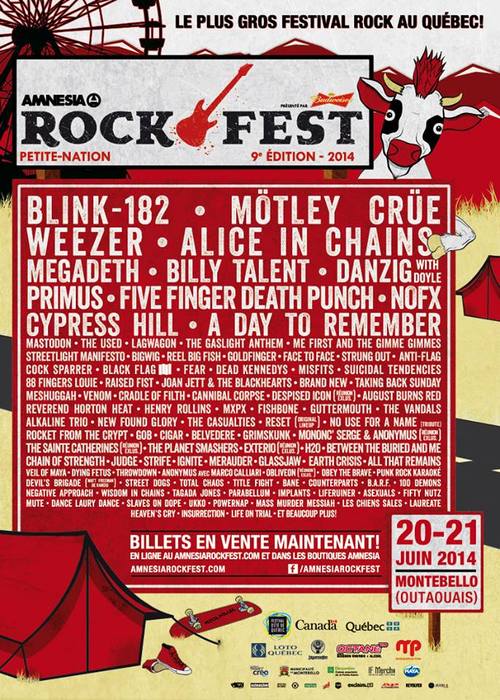 Blink-182, Motley Crue, Weezer, Brand New and Many More Announced for Canada's Amnesia Rockfest A Day To Remember Post