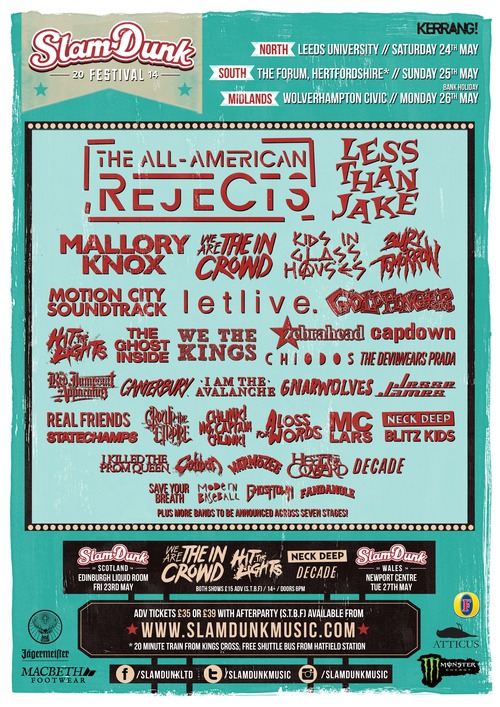 Mallory Knox, KIGH, We The Kings, Chiodos, Gnarwolves and More Join Slam Dunk 2014 2014 Post