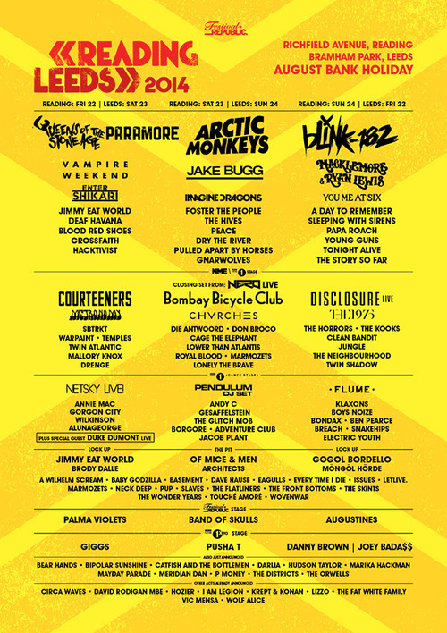Over 50 Acts Added to Reading and Leeds Festival 2014 A Wilhelm Scream News