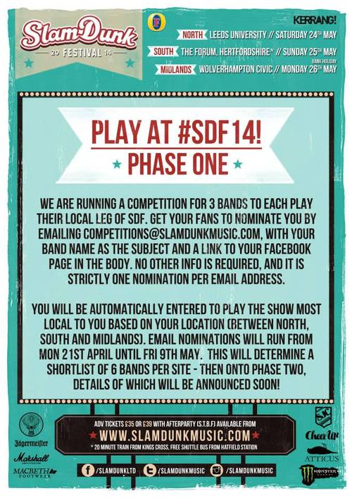 The Skints and The First Join Slam Dunk 2014; Local Band Contest and T-Shirt Design Competition Details Revealed 2014 Post
