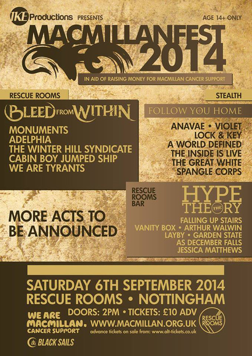 Bleed From Within, The Hype Theory and More Announced for Nottingham's Macmillian Fest 2 Bleed From Within, The Hype Theory and More Announced for Nottingham's Macmillian Fest Bleed From Within Post