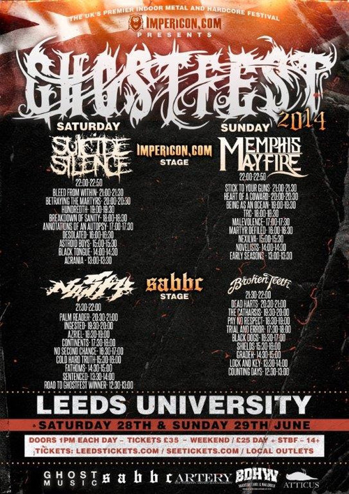 Ghostfest 2014 Stage Times Announced 2014 Post