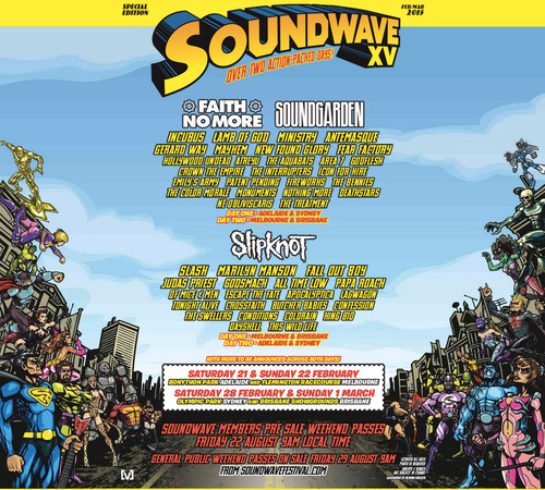Slipknot, Faith No More, Soundgarden, Fall Out Boy and Many More Confirmed for Soundwave 2015 2015 Post