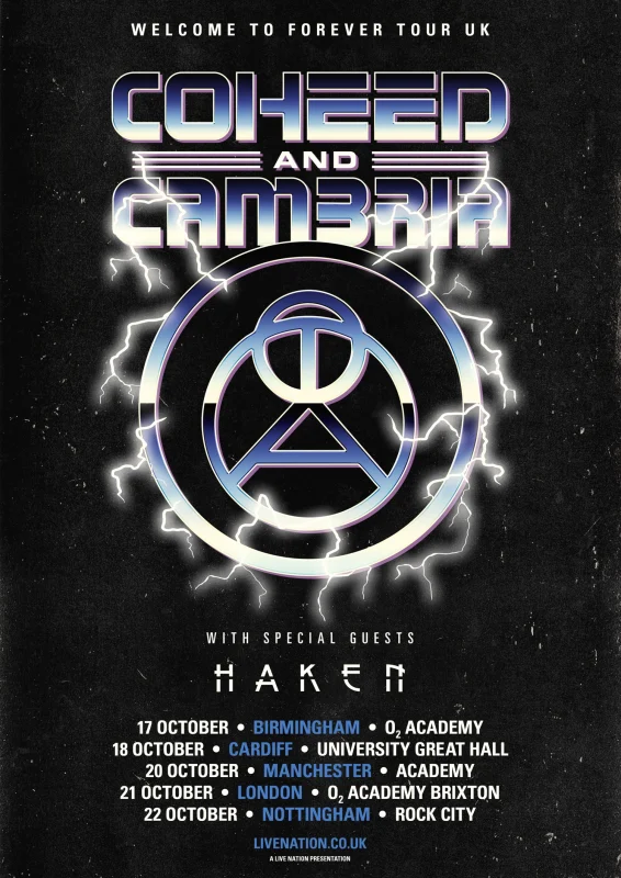 Coheed and Cambria UK tour poster 2025
