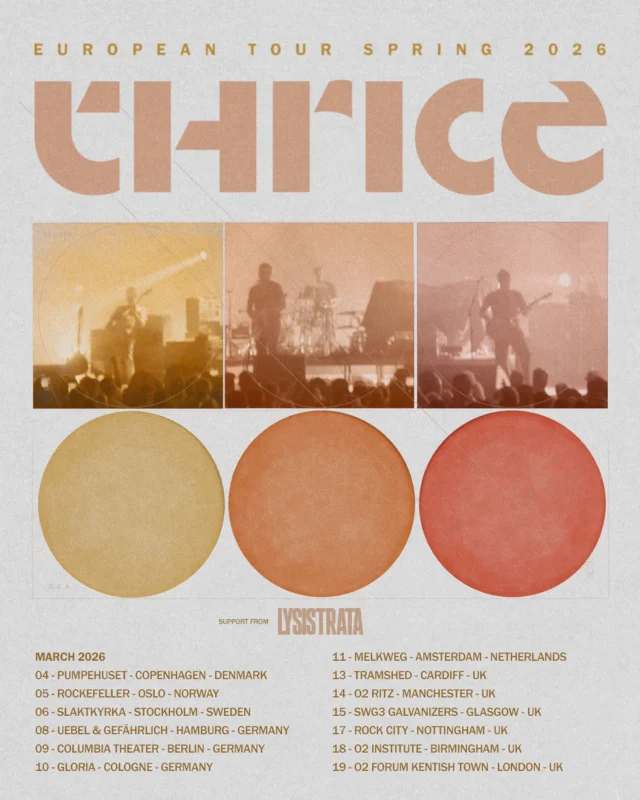Thrice UK:EU Tour 2026 poster