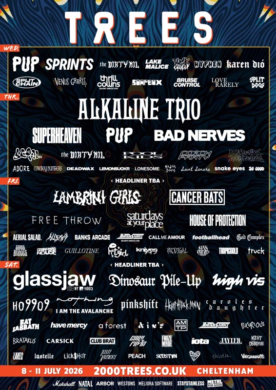 2000Trees Festival Announces First Wave of 2026 Bands 1 2000Trees 2026 poster 1 (Nov 5th 2025)