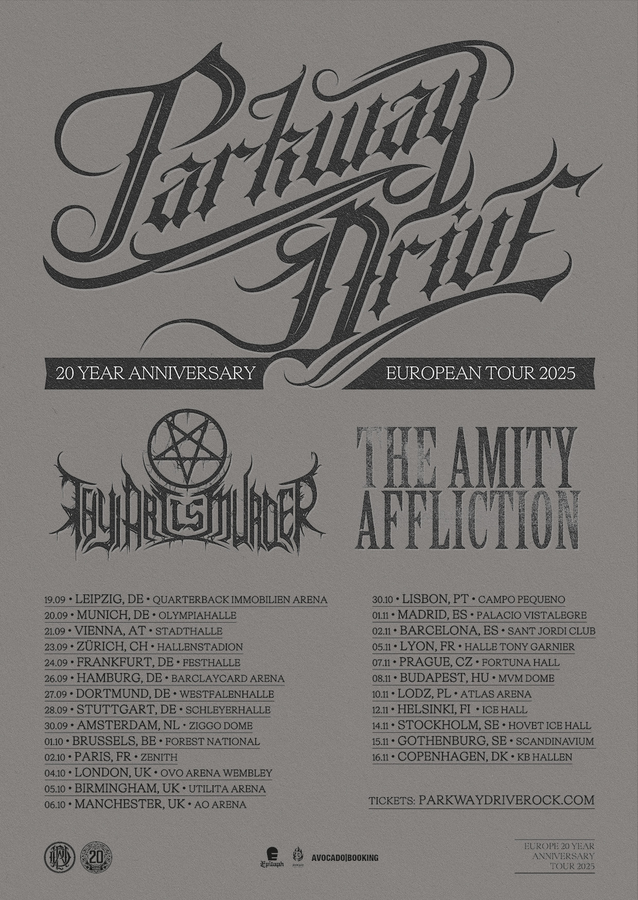 Parkway Drive 20th UK EU Tour