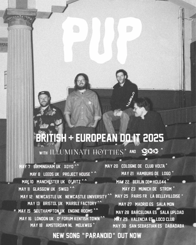 PUP 2025 UK/ EU Tour poster 